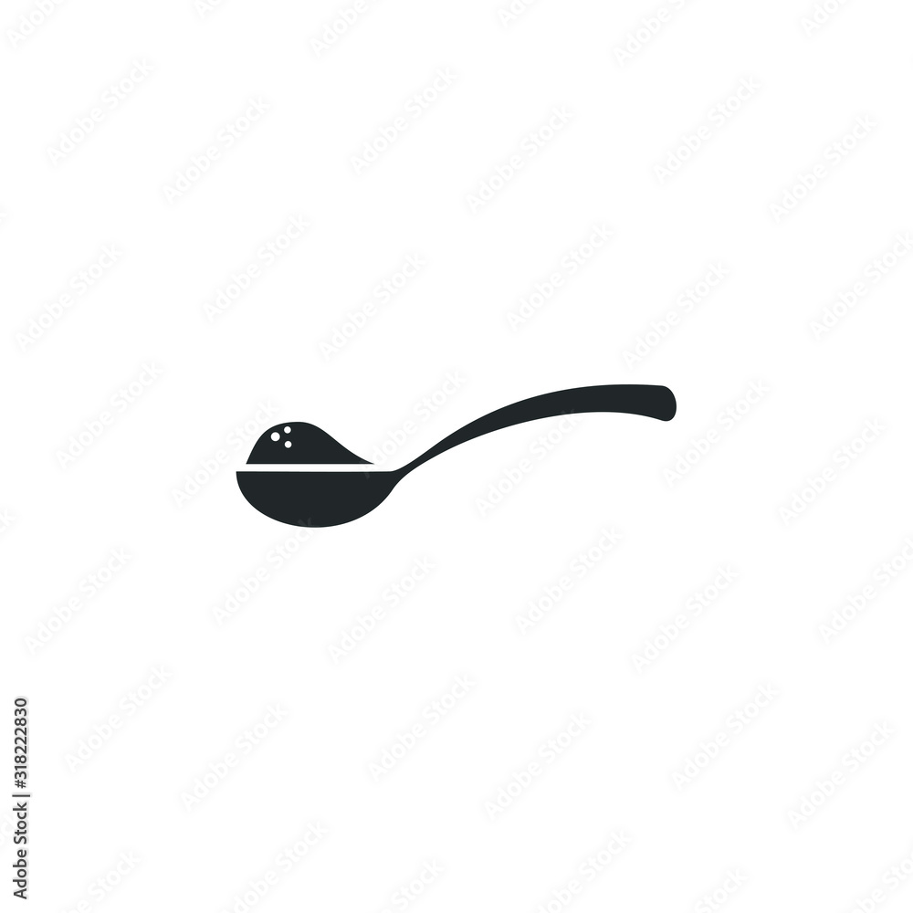 Poster spoon with content icon template color editable. tea spoon with sugar, salt, flour or other symbol v