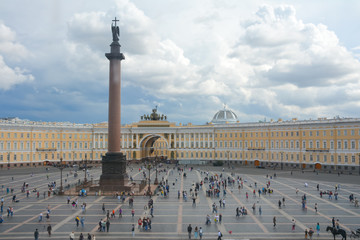 Saint Petersburg. Alexander column on Palace square in the city center