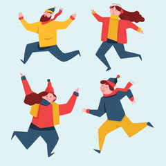 jumping collection with white background. flat design illustration