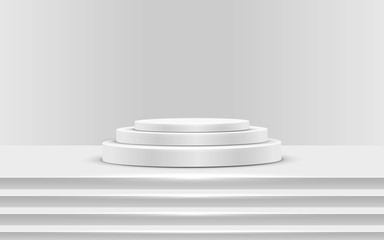 white podium and the white on the stage