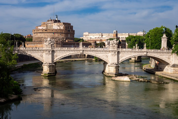 Castel Sant'Angelo by the Tiber river in Rome, Italy