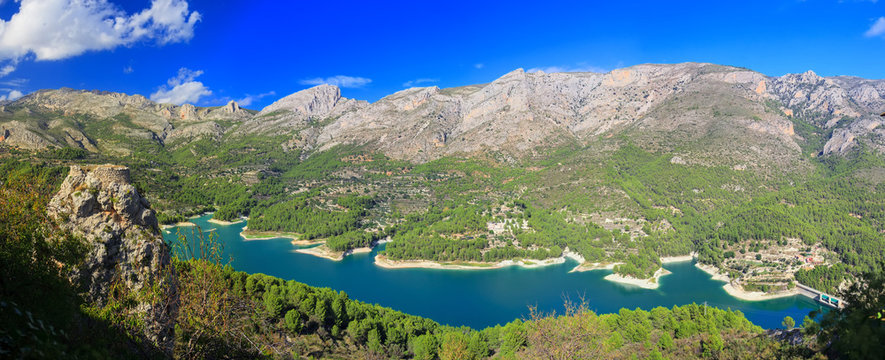 Panorama Lake El Castell of Guadalest, Spain, Alicante
