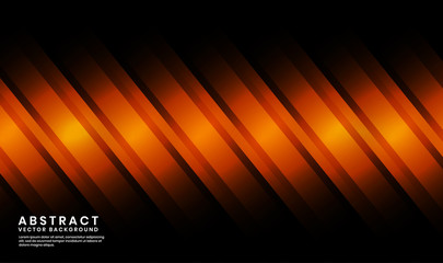 Abstract modern graphic element. Dynamic colored diagonal metallic lines shapes. Elegant style design for poster, flyer, or brochure. Colorful stripes geometric background with orange on dark space