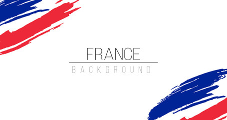 France flag brush style background with stripes. Stock vector illustration isolated on white background.