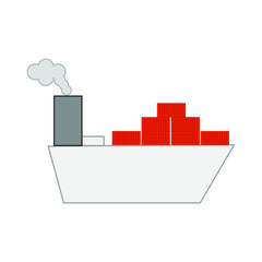 vector icon, cargo ship with containers