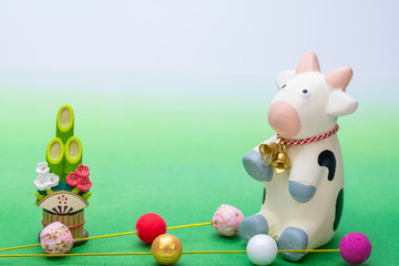 2021　干支　丑年　幸丑　牛　うし　年賀状素材