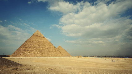 Fototapeta na wymiar Pyramids of Giza with nice blue sky