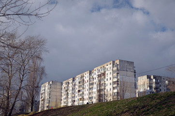 Fototapeta premium Modern residential area in Kiev. Exterior.