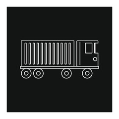 vector icon, truck loaded with transport container
