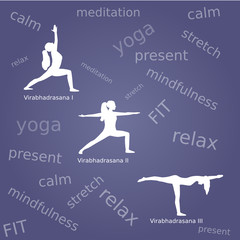 Yoga background, yoga words, be present, do yoga, relax and stretch, be fit