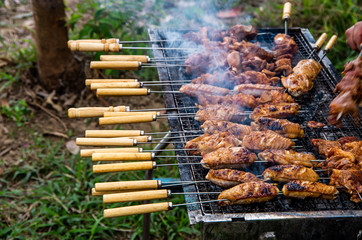 Delicious outdoor grilled chicken wings
