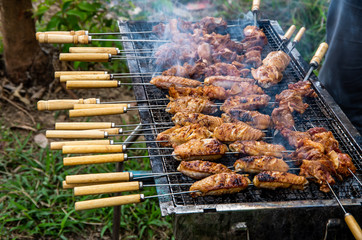Delicious outdoor grilled chicken wings