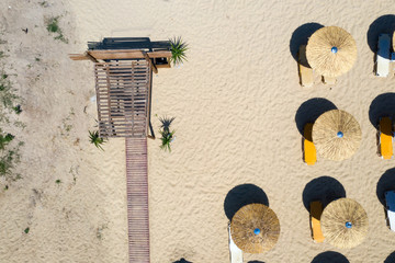 Abstract photo of umbrellas on the beach.