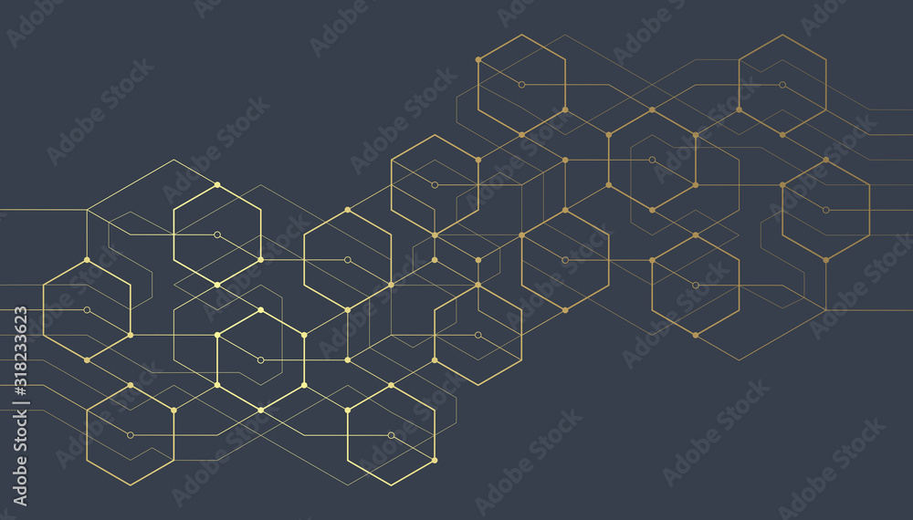 Poster abstract geometric lines. connection and social network. concept with lines and dots. minimalistic d