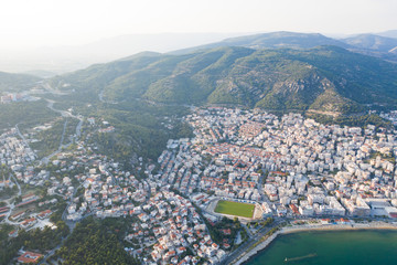 Fototapeta na wymiar Panoramic aerial view of Kavala, Greece.