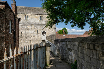 Fototapeta na wymiar York UK, medieval city walls near Botham gatehouse
