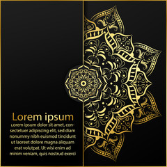 luxury mandala design with gold color, Vector mandala floral patterns with black background