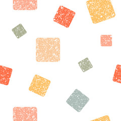 Seamless pattern with textured grunge square, pattern for fabric, paper wrapping with rounds, print. Vector illustration