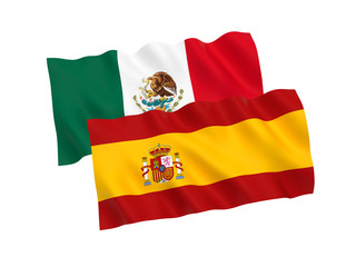 Fototapeta premium Flags of Mexico and Spain on a white background