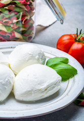 Cheese collection, balls Italian soft white cheese mozzarella