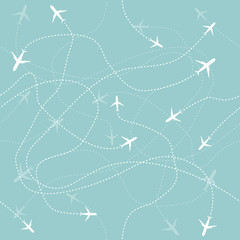 Travel aircraft seamless pattern. Fly vector graphic background. Symbol illustration