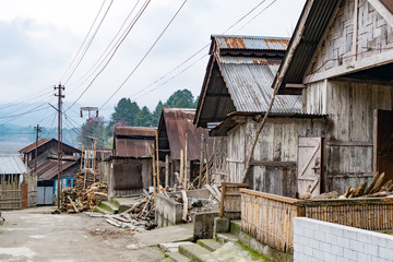Traditional bamboo houses at Ziro village, India