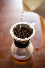 Close up of coffee brewing gadgets