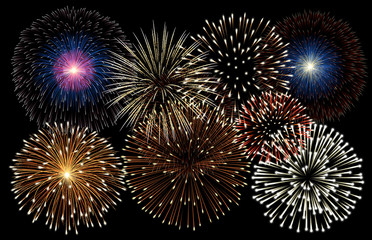 Realistic fireworks background illustration