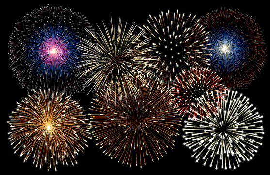 Realistic fireworks background illustration
