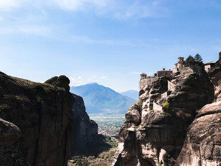 Amazing view of Meteora in Greece, miracles of Nature, good background