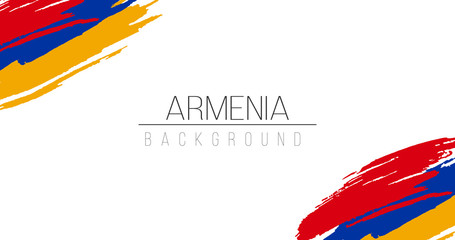 Armenia flag brush style background with stripes. Stock vector illustration isolated on white background.