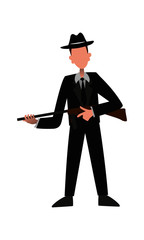 Gangster 30s Tommy Gun Illustration Vector