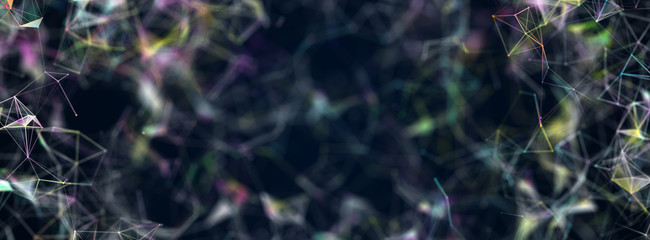 Panorama illustration background. Abstract connecting dots and lines. Concept of science digital technology. 