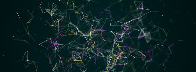 Panorama illustration background. Abstract connecting dots and lines. Concept of science digital technology. 