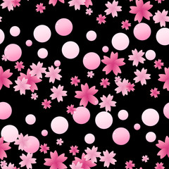 グラデーション桜　シームレスパターン　ピンクボール