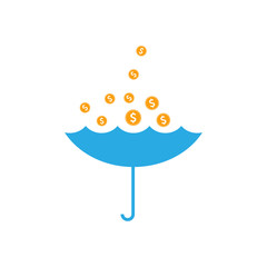 Gathering Money With Reversed Umbrella In Money Rain