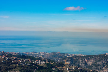 Mediterranean sea viewed from the Lebanon mountains