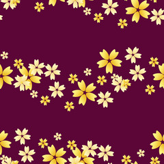 グラデーション桜　シームレスパターン　金と紫