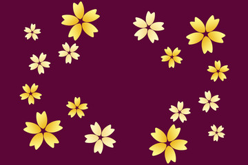 桜フレーム　長方形　金と紫