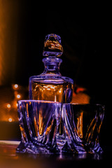 decanter and whiskey glasses