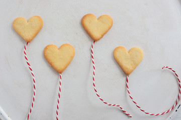 Valentines Day Concept: Heart shaped sugar cookies