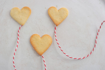 Valentines Day Concept: Heart shaped sugar cookies