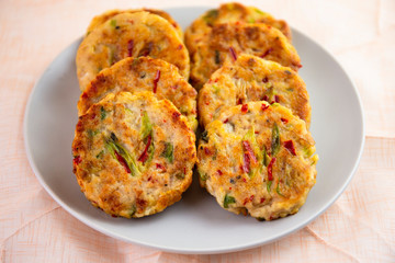 Mung-bean pancake which is called Bindaetteok