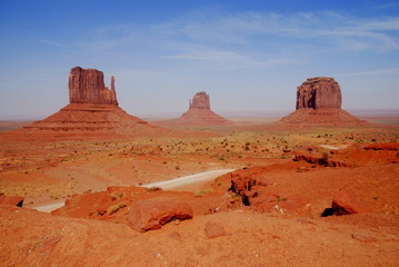 Fototapeta na wymiar The view of three buttes near Monument Valley, Arizona, U.S.A