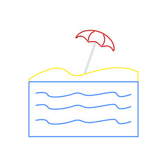 Vector icon, of beach umbrella