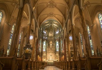 Inside view of Saint Patrick's Basilica in Montreal, Canada