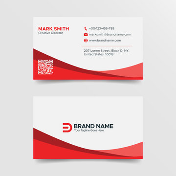 Red and White Creative Business Card Design Template