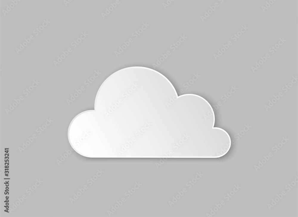 Fototapete white paper cut cloud. computer technology or weather design element. craft paper style