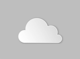 White paper cut cloud. computer technology or weather design element. craft paper style