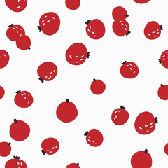  Seamless vector pattern of decorative lingonberries. Berry background. Doodle style pattern.